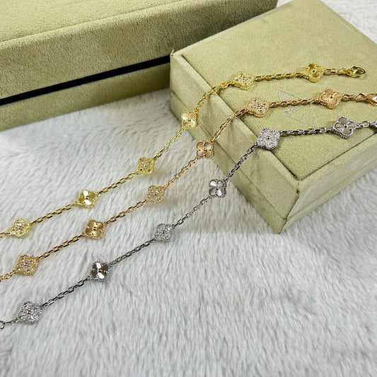[Miro ]CLOVER 6 MOTIF DIAMOND LASER BRACELET