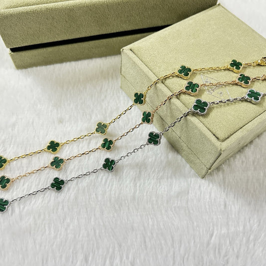 [Miro ]CLOVER 6 MOTIF MALACHITE BRACELET