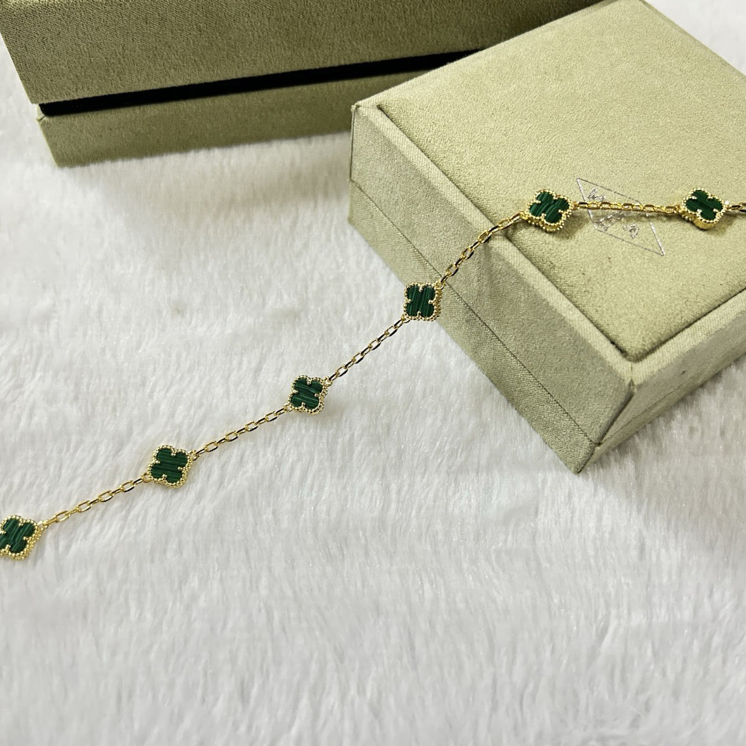[Miro ]CLOVER 6 MOTIF MALACHITE BRACELET