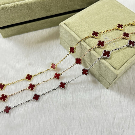[Miro ]CLOVER 6 MOTIF RED AGATE BRACELET
