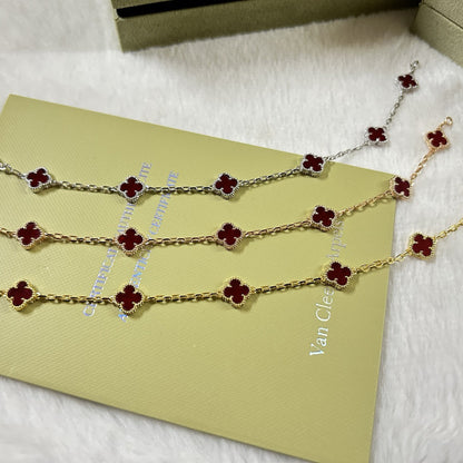 [Miro ]CLOVER 6 MOTIF RED AGATE BRACELET