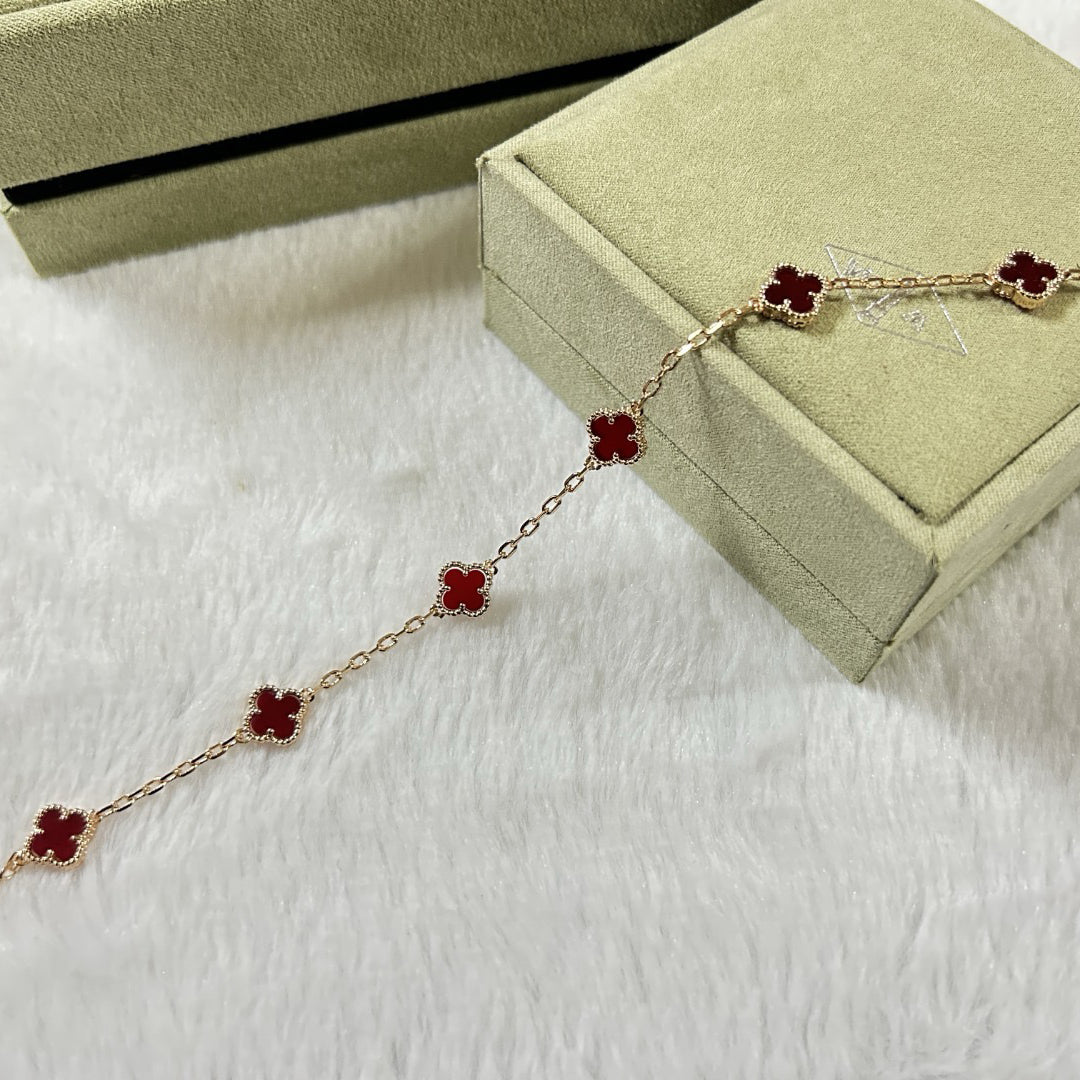 [Miro ]CLOVER 6 MOTIF RED AGATE BRACELET