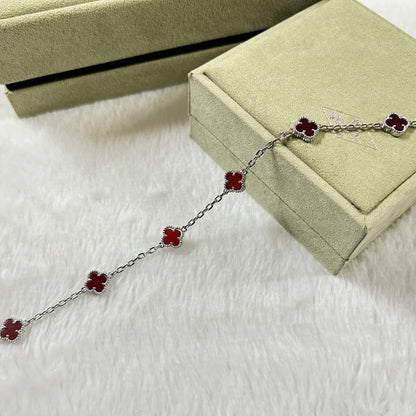 [Miro ]CLOVER 6 MOTIF RED AGATE BRACELET