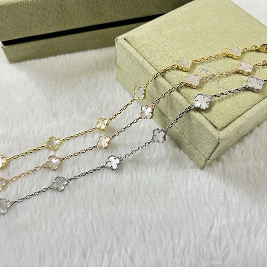 [Miro ]CLOVER 6 MOTIF WHITE MOP BRACELET