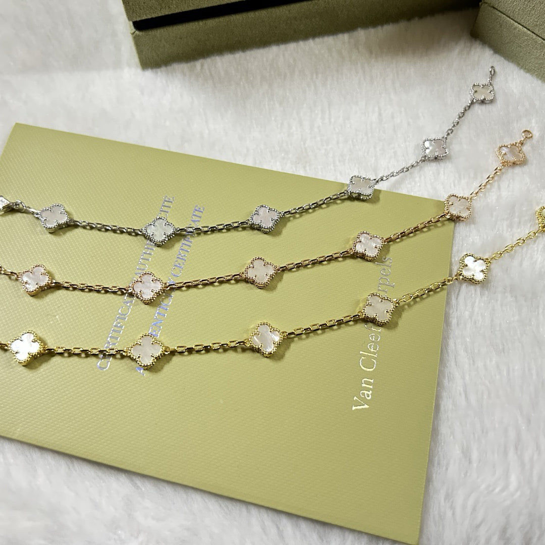 [Miro ]CLOVER 6 MOTIF WHITE MOP BRACELET