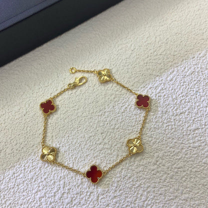 [Miro ]CLOVER 6 MOTIF RED AGATE LASER BRACELET
