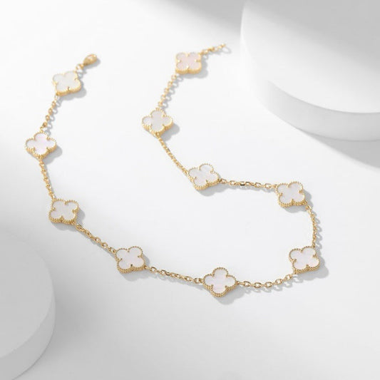 Miro CLOVER 10 MOTIFS WHITE MOTHER OF PEARL NECKLACE