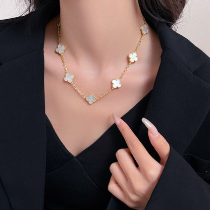 Miro CLOVER 10 MOTIFS WHITE MOTHER OF PEARL NECKLACE