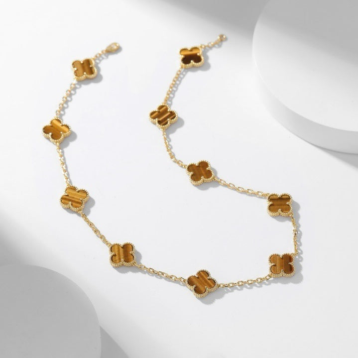 Miro CLOVER 10 MOTIFS TIGER EYE NECKLACE