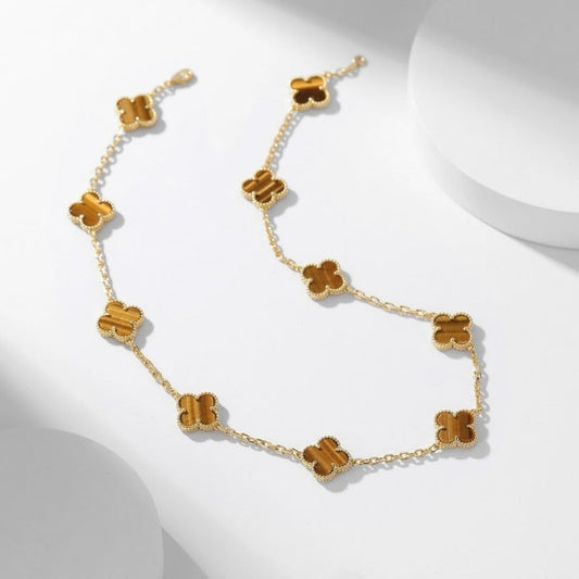 Miro CLOVER 10 MOTIFS TIGER EYE NECKLACE