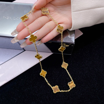 Miro CLOVER 10 MOTIFS TIGER EYE NECKLACE