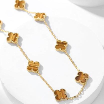 Miro CLOVER 10 MOTIFS TIGER EYE NECKLACE