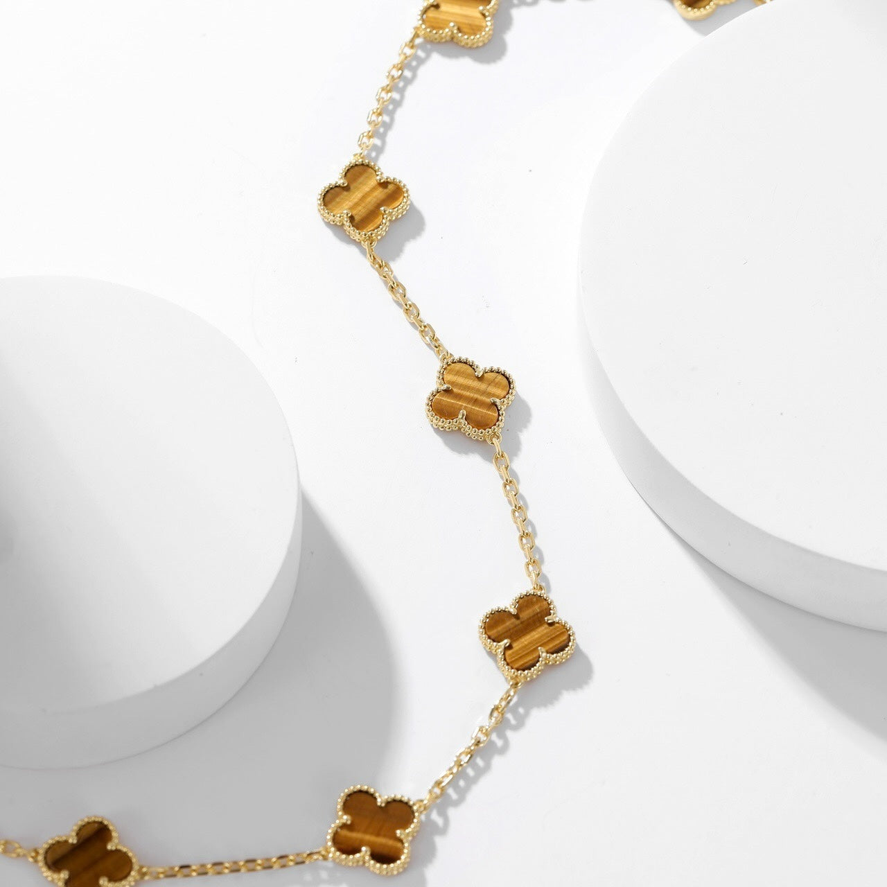 Miro CLOVER 10 MOTIFS TIGER EYE NECKLACE