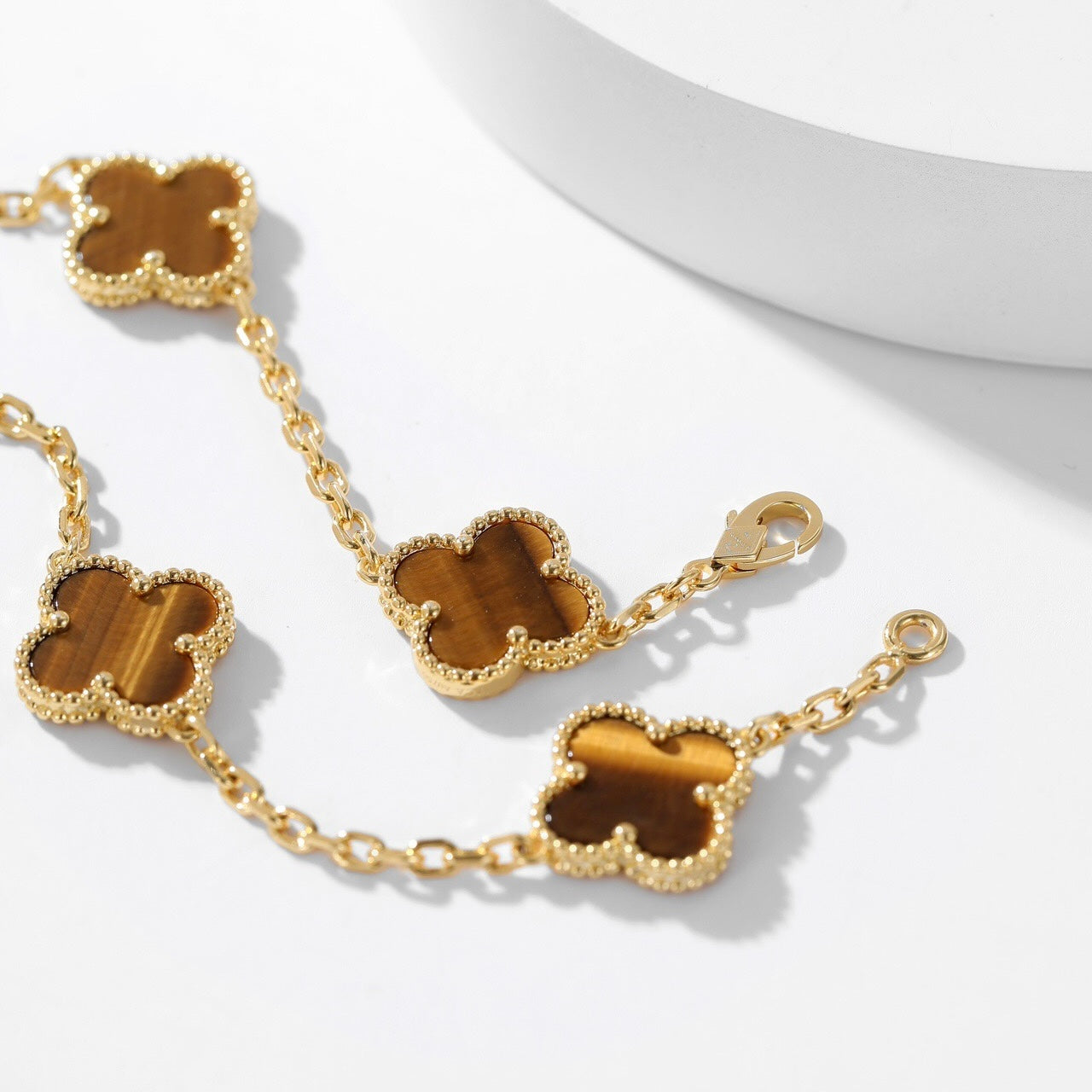 Miro CLOVER 10 MOTIFS TIGER EYE NECKLACE