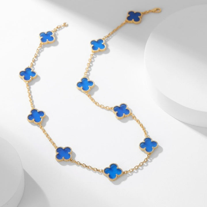 Miro CLOVER 10 MOTIFS BLUE AGATE NECKLACE