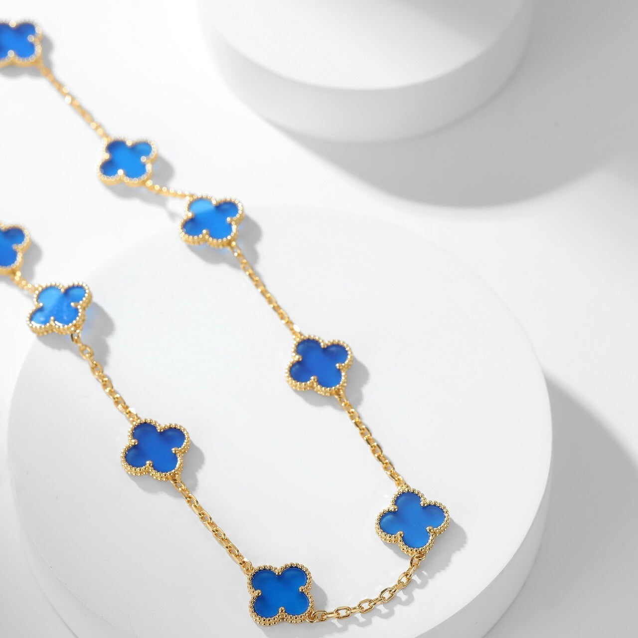 Miro CLOVER 10 MOTIFS BLUE AGATE NECKLACE