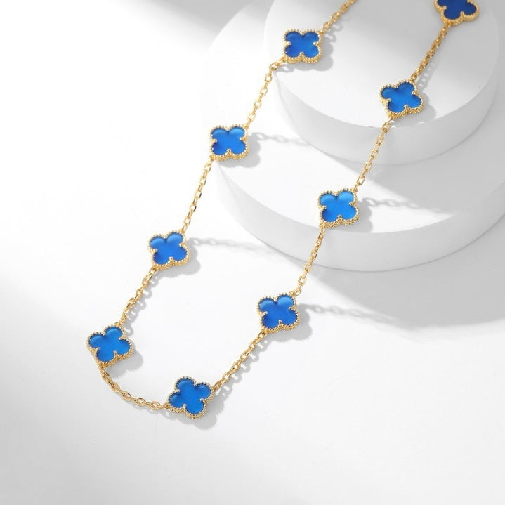 Miro CLOVER 10 MOTIFS BLUE AGATE NECKLACE