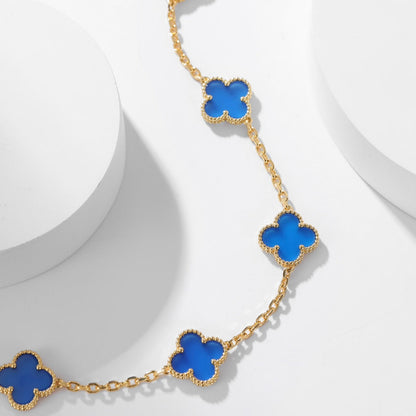 Miro CLOVER 10 MOTIFS BLUE AGATE NECKLACE