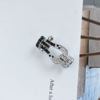 Miro FORCE LARGE HORSESHOE BLACK WHITE DIAMOND BRACELET ROSE GOLD