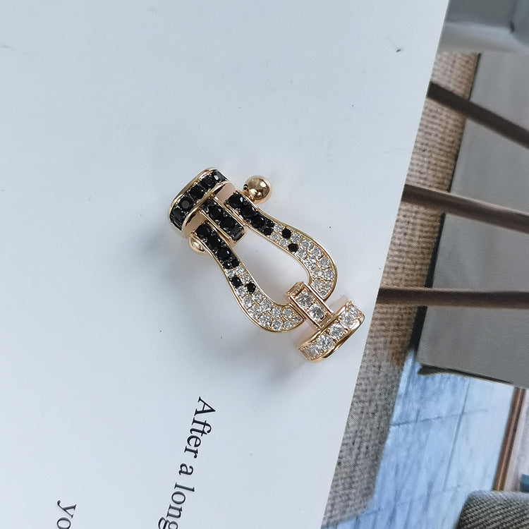 Miro FORCE LARGE HORSESHOE BLACK WHITE DIAMOND BRACELET ROSE GOLD