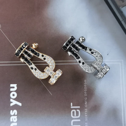 Miro FORCE LARGE HORSESHOE BLACK WHITE DIAMOND BRACELET ROSE GOLD