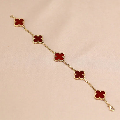 [Miro ]New  CLOVER 5 MOTIF RED CORNELIAN BRACELET COLLECTION