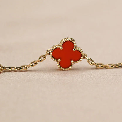 [Miro ]New  CLOVER 5 MOTIF RED CORNELIAN BRACELET COLLECTION