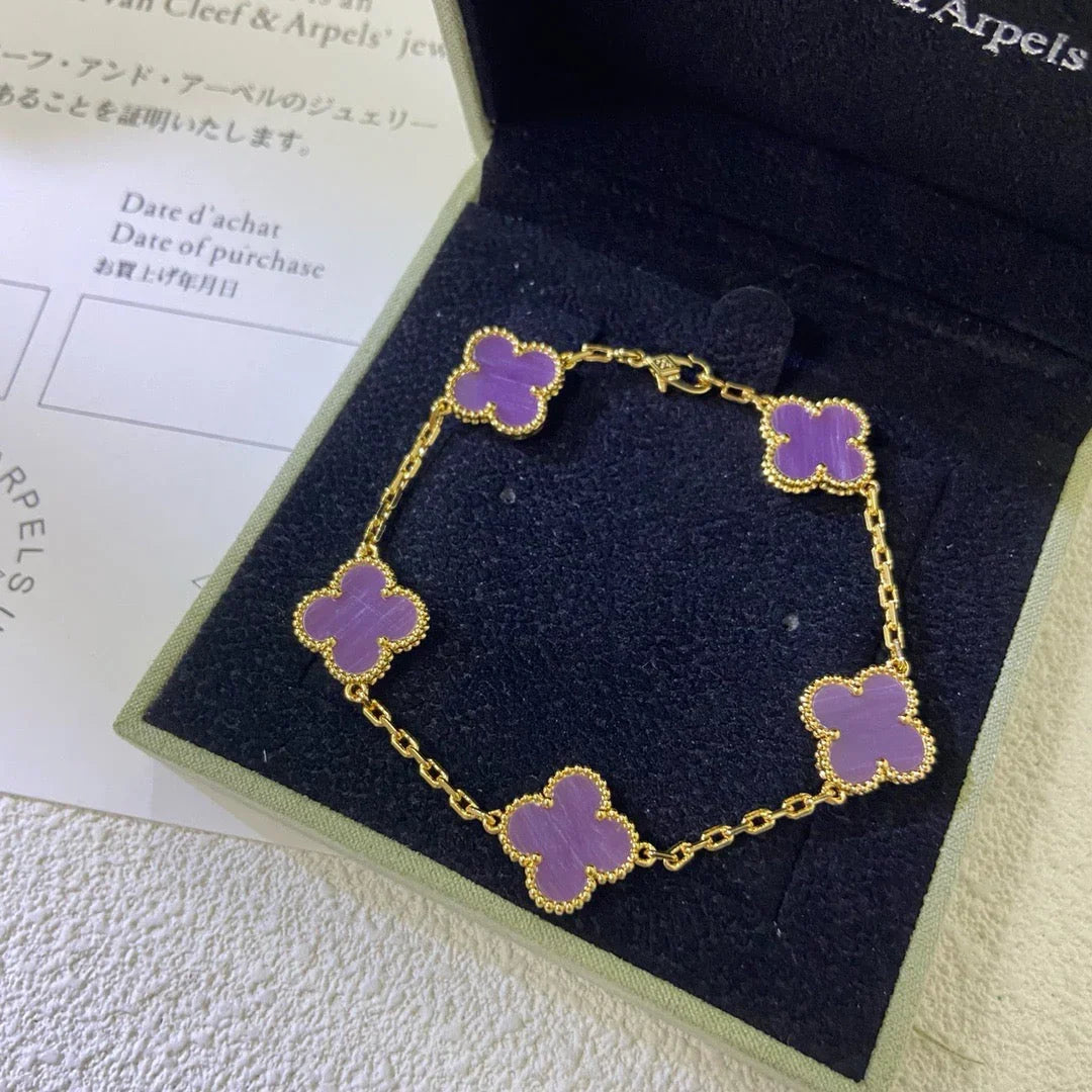 [Miro ]New  CLOVER 5 MOTIF VIOLET BRACELET COLLECTION
