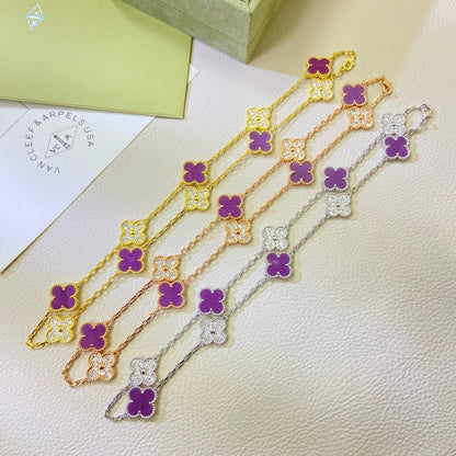 Miro CLOVER 10 MOTIFS  PURPLE VIOLET DIAMOND NECKLACE