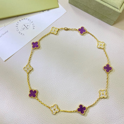 Miro CLOVER 10 MOTIFS  PURPLE VIOLET DIAMOND NECKLACE