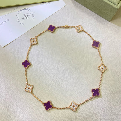 Miro CLOVER 10 MOTIFS  PURPLE VIOLET DIAMOND NECKLACE