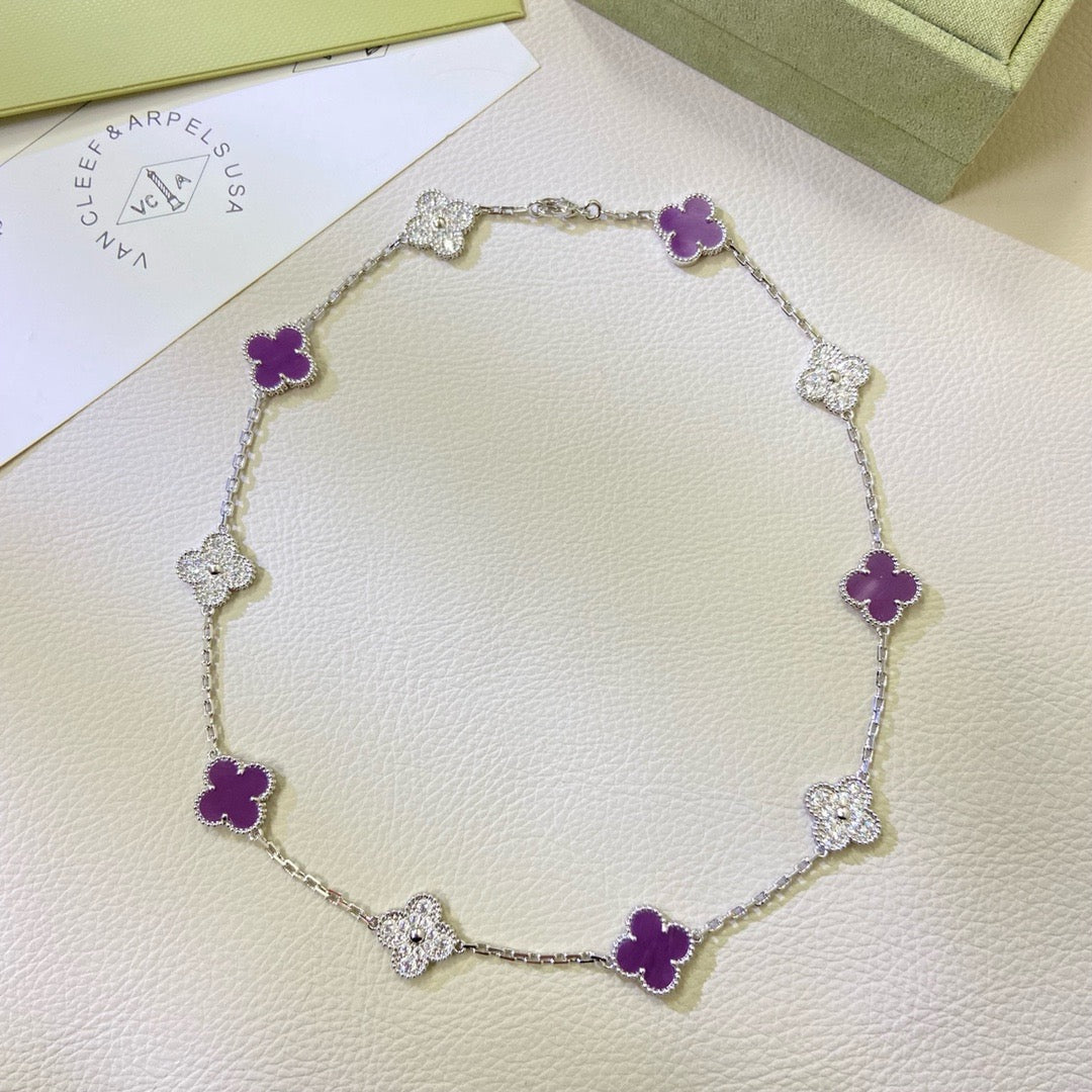 Miro CLOVER 10 MOTIFS  PURPLE VIOLET DIAMOND NECKLACE