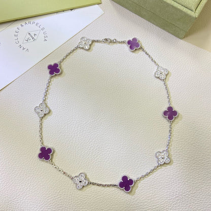 Miro CLOVER 10 MOTIFS  PURPLE VIOLET DIAMOND NECKLACE