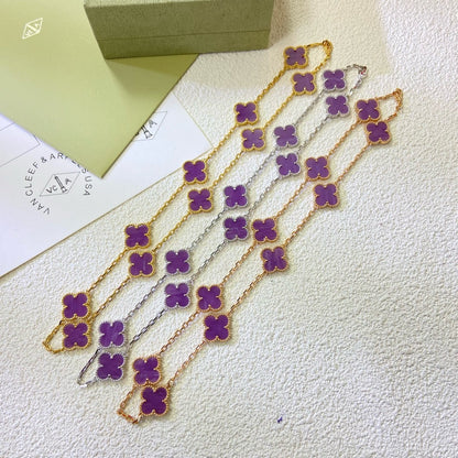 Miro CLOVER 10 MOTIFS  PURPLE VIOLET  NECKLACE