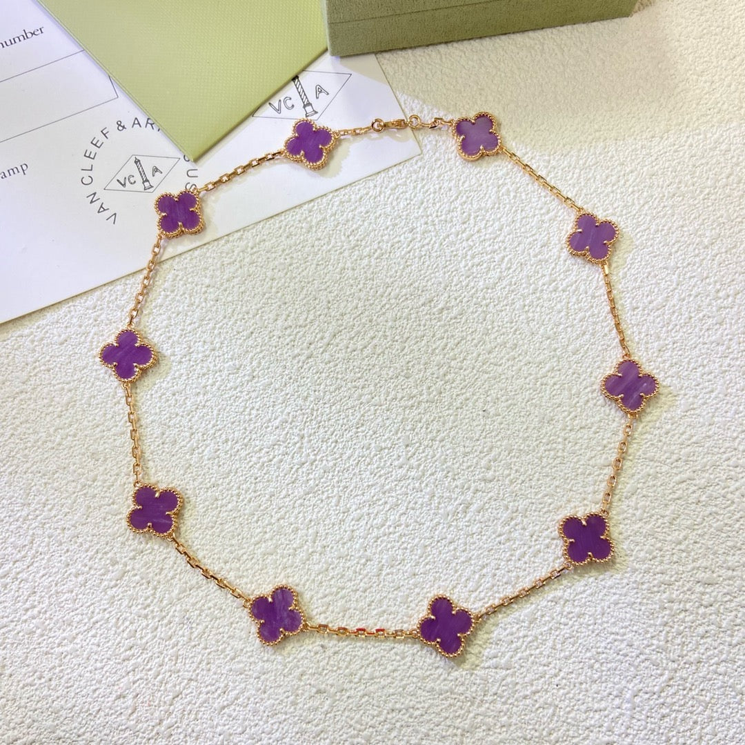 Miro CLOVER 10 MOTIFS  PURPLE VIOLET  NECKLACE