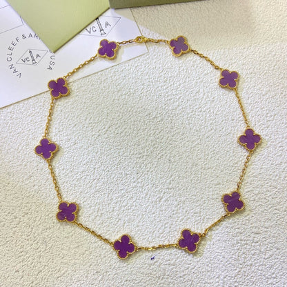 Miro CLOVER 10 MOTIFS  PURPLE VIOLET  NECKLACE