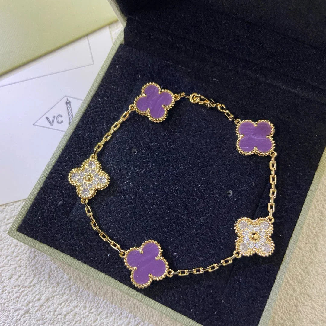 [Miro ]New  CLOVER 5 MOTIF VIOLET BRACELET COLLECTION