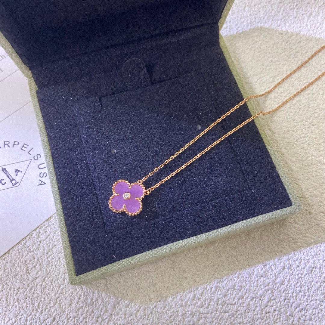 Miro CLOVER 15MM DIAMOND  PURPLE VIOLET NECKLACE