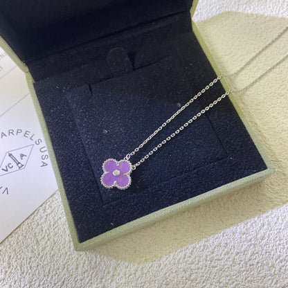 Miro CLOVER 15MM DIAMOND  PURPLE VIOLET NECKLACE