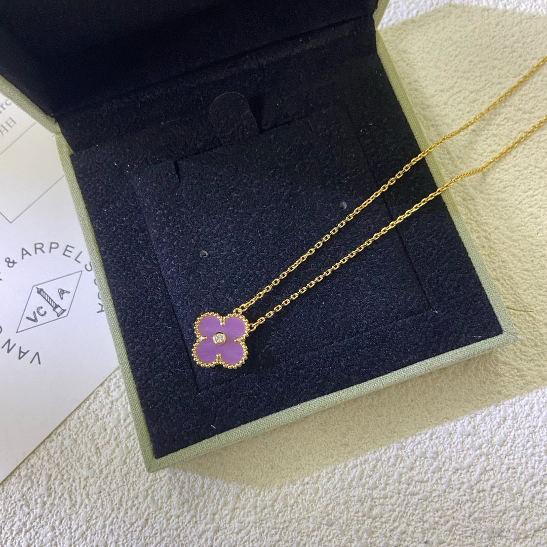Miro CLOVER 15MM DIAMOND  PURPLE VIOLET NECKLACE