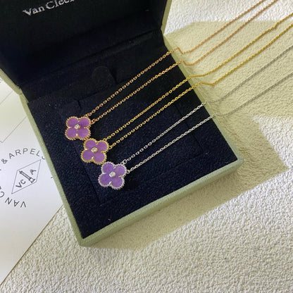 Miro CLOVER 15MM DIAMOND  PURPLE VIOLET NECKLACE