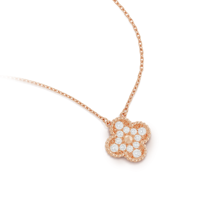 Miro CLOVER 15MM DIAMOND SINGLE FLOWER NECKLACE