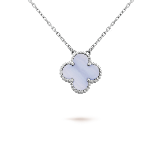 Miro CLOVER 15MM BLUE CHALCEDONY NECKLACE SILVER