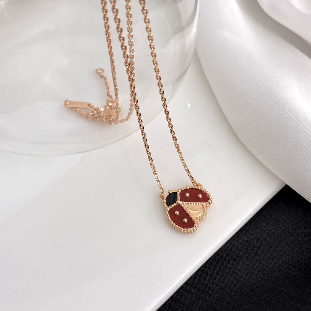 Miro LUCKY  CARNELIANS LADYBUG NECKLACE