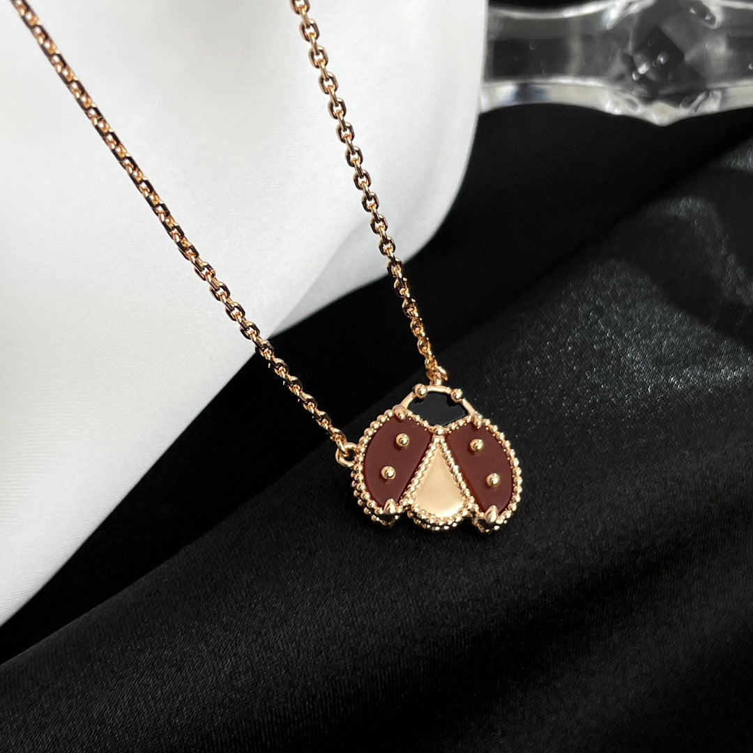 Miro LUCKY  CARNELIANS LADYBUG NECKLACE