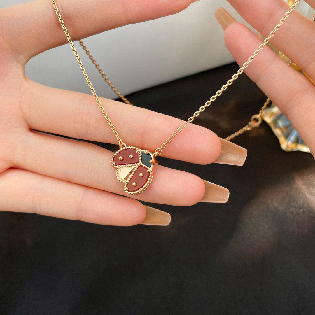 Miro LUCKY  CARNELIANS LADYBUG NECKLACE