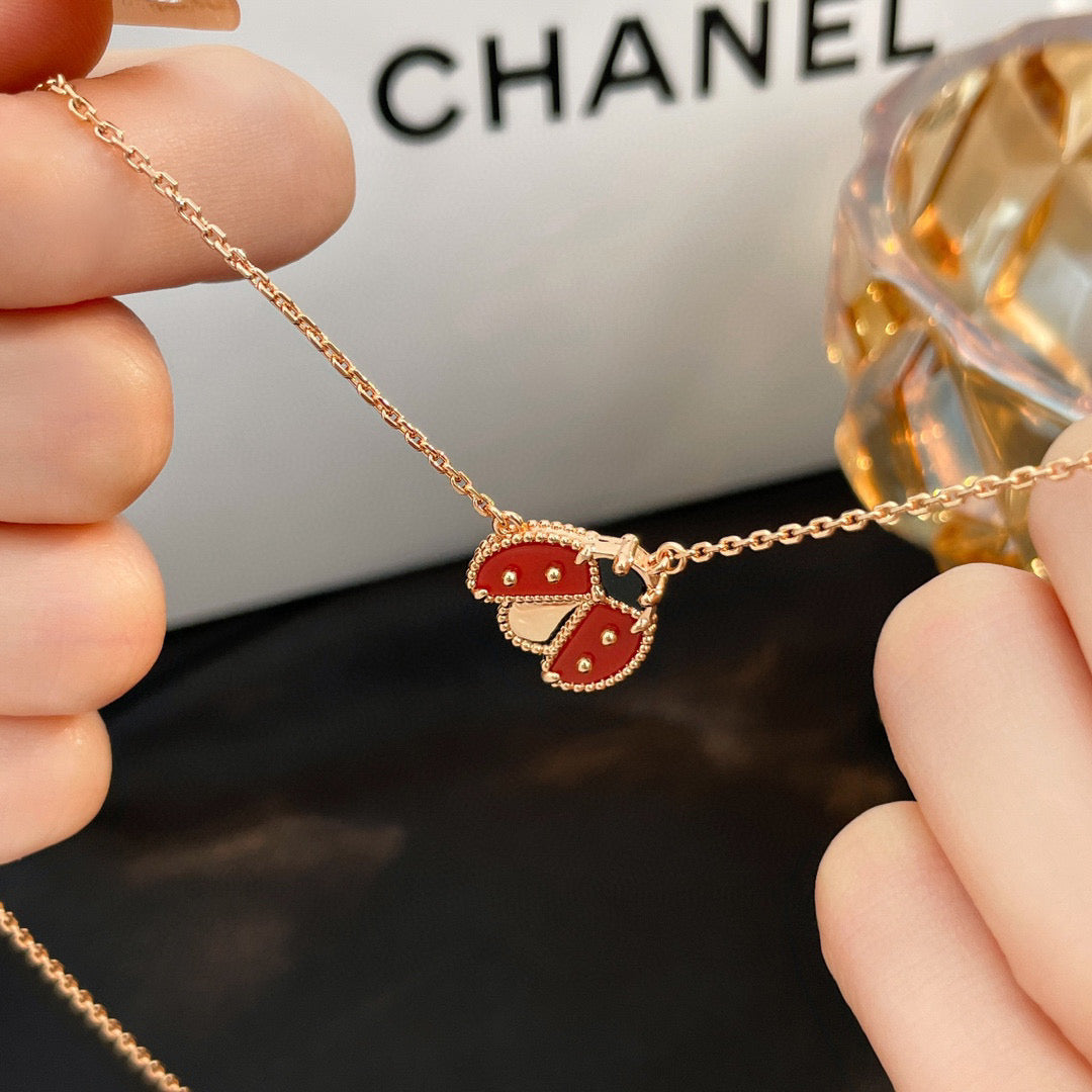 Miro LUCKY  CARNELIANS LADYBUG NECKLACE