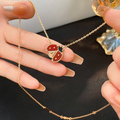 Miro LUCKY  CARNELIANS LADYBUG NECKLACE