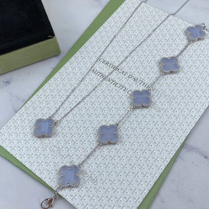 [Miro ]New  CLOVER 5 MOTIF PURPLE CHALCEDONY BRACELET COLLECTION