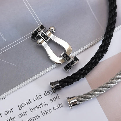 Miro FORCE LARGE HORSESHOE BLACK DIAMOND BRACELET SILVER